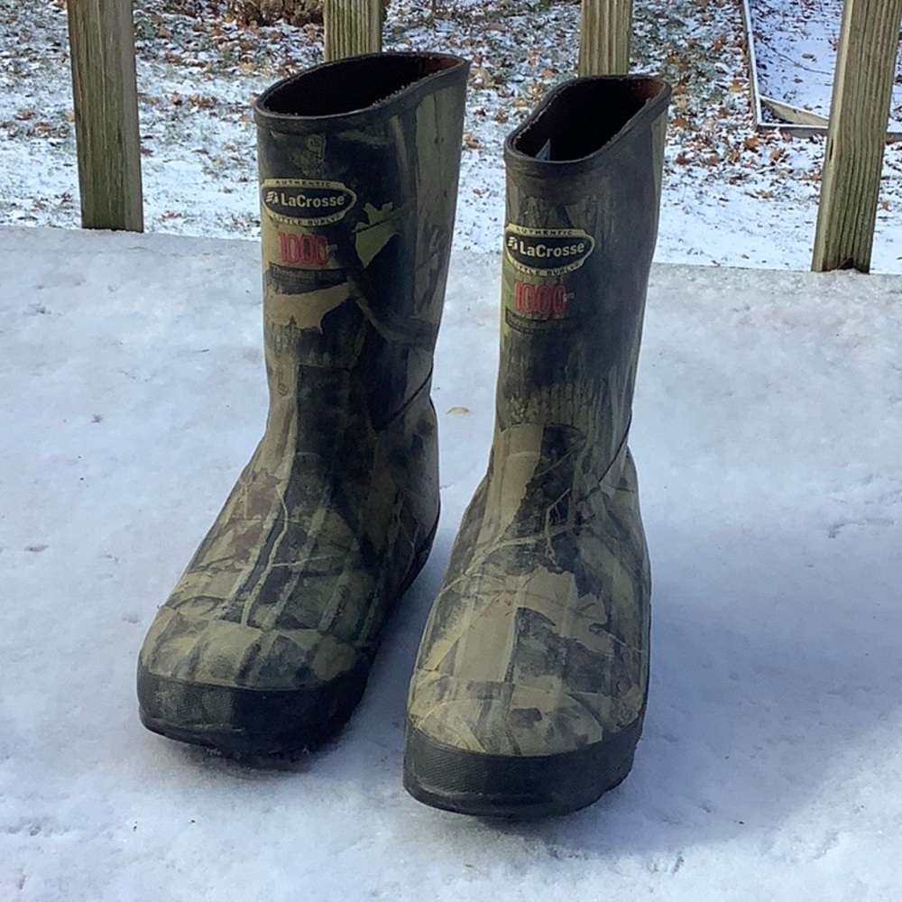 LaCrosse youth Lil’ Burly rubber camo print boots